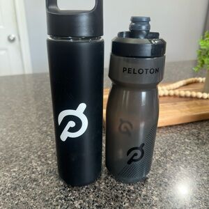 Peloton Black and Gray Water Bottle Duo